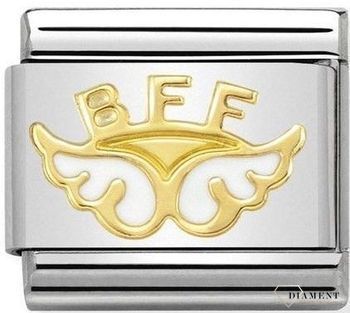 Nomination Link 18K zawieszka złoto 'Białe skrzydełka z napisem BFF' 030272 32. Ponadczasowa biżuteria, pozwalająca każdej kobiecie skomponować bransoletkę wedle własnych upodobań, a następnie modyfikować ją poprzez.jpg